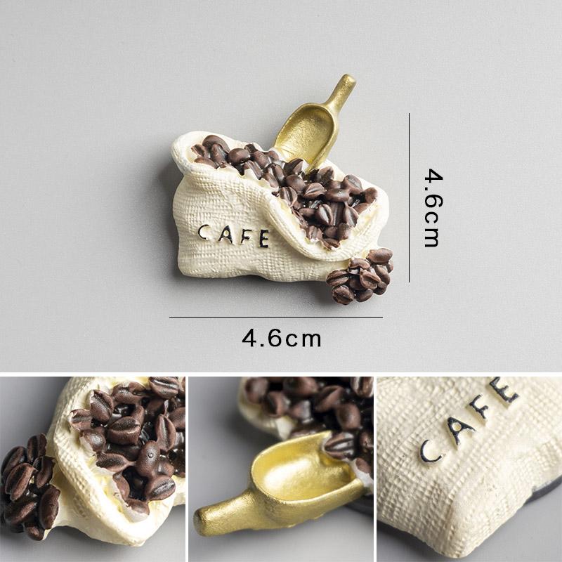 Nordic Ins Home Decoration 3D Food Macarone Coffee Refrigerator Paste Magnetic Coffee Cake Kettle Fridge Magnet Collection Gifts