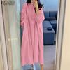 Women Casual Round Neck Loose Long Sleeve Shirt Dress