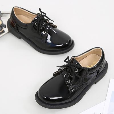 Menino sapato de couro primavera outono versátil crianças preto escola sapatos baixos para desempenho moda casual sapatos infantis brilhante PU