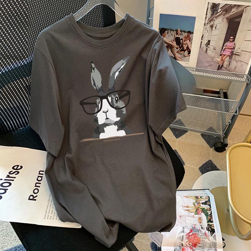 

Новая футболка с коротким рукавом из чистого хлопка для женщин, корейская, свободного кроя, повседневная, средней длины, универсальный топ, омолаживающий, для лета XXXL