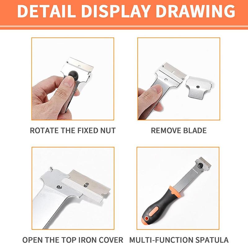 Multi-Purpose Long Handle Scraper With Blades Adhesive Remover Cleaning Scraper for Removing Glue Decal Car Window Glass Scraper