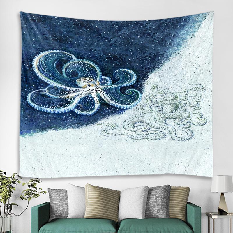 Unterwasser-Tierkunst, Oktopus, Oktopus-Muster, Wandteppich, Hippie-Wandbehang, Wandteppich, Wohnzimmer, Schlafzimmer, Dekoration