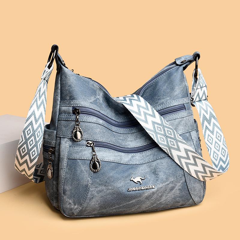 Simple texture soft leather women's bag multi-functional shoulder bag Kangaroo messenger bag women's large-capacity multi-layer handbag