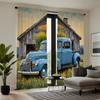 Set Of 2 Vintage Hd Pickup Truck Trim Curtain Blue Tie Digital Printed Home Style Living Room Bedroom Wear Rod Polyester Ideal For