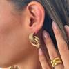 Fashion 18K Vintage Texture Gold Plated Stainless Steel Earrings For Women Geometric Circle Twist Statement Earring Jewelry Bijoux