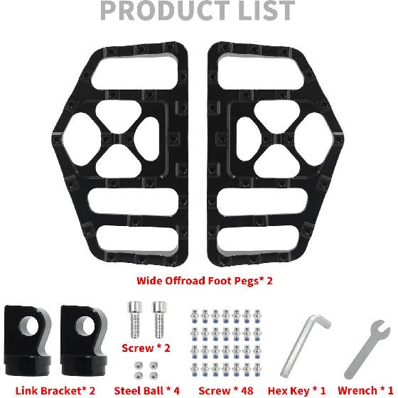 HDBUBALUS CNC Wide Footpegs Floorboards Offroad Foot Pegs Fit for Harley Dyna Fatboy Street Bob Wide Glide Sportster Bobber Chopper Black 1 Pair