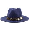 Spring and Summer New Panama Hat Leopard Print Pearl Elastic Belt Accessories Top Hat Version Denim Straw Hat Clear Cool Hat