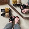 Internet celebrities with the same 2025 spring and summer trend explosion half drag versatile one pedal tassel casual lazy fish mouth slippers