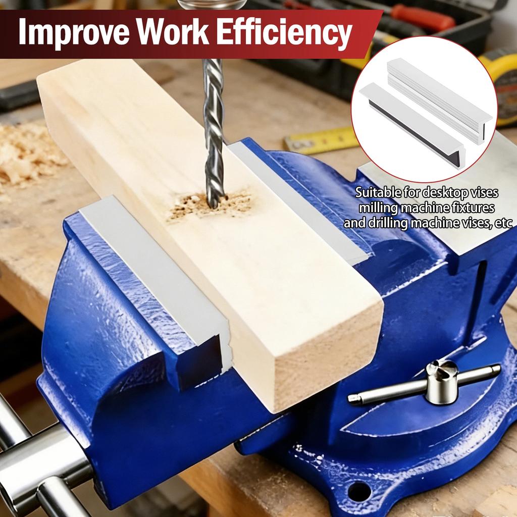1 Pair Vise Jaw Pads Magnetic Vice Jaw Covers Protectors 4/6inch Aluminum Alloy  Vice Jaw for Clamping Woodworking Metal Plastic