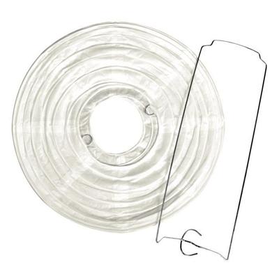 Lantern - - 40cm - White - With Metal Base
