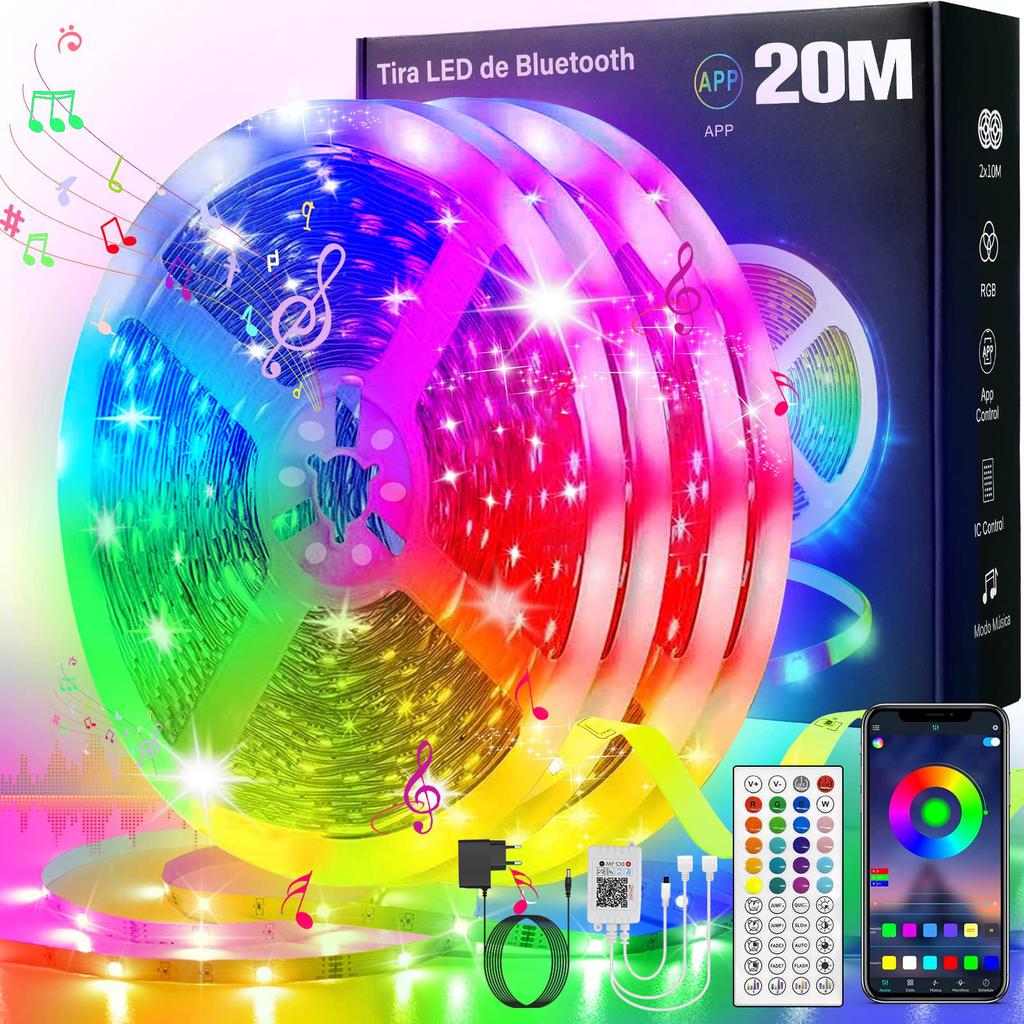 40M/131Ft LED-Streifenlichter Musik-Synchronisation RGB LED-Licht Flexibles Band Lus LED-Band APP Fernbedienung Licht für Raumdekoration