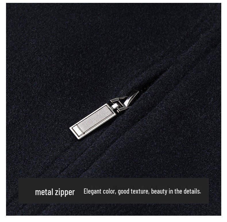 Dad's Wool-Cashmere Double-Faced Jacket with Detachable Down Liner for Autumn/Winter