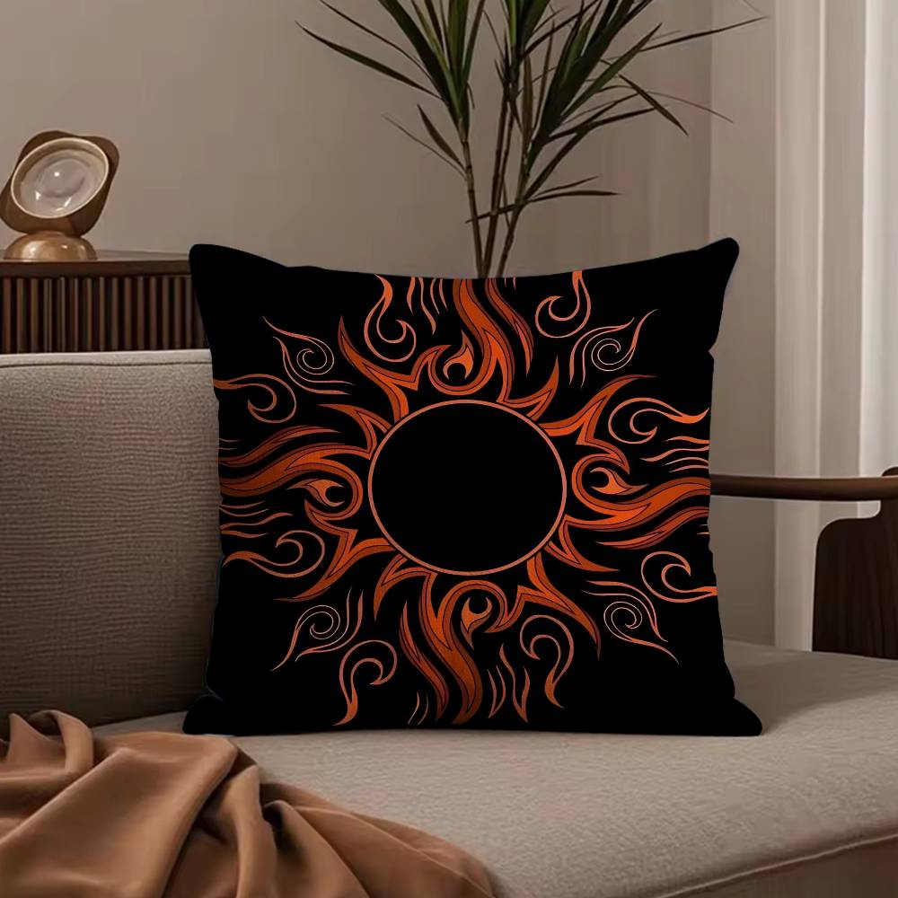 Sun Moon Mandala Series Pattern Pillow Case Anti-dustmite Pillowcase Invisible Zipper Silky Short Plush Sofa Cushion Cover