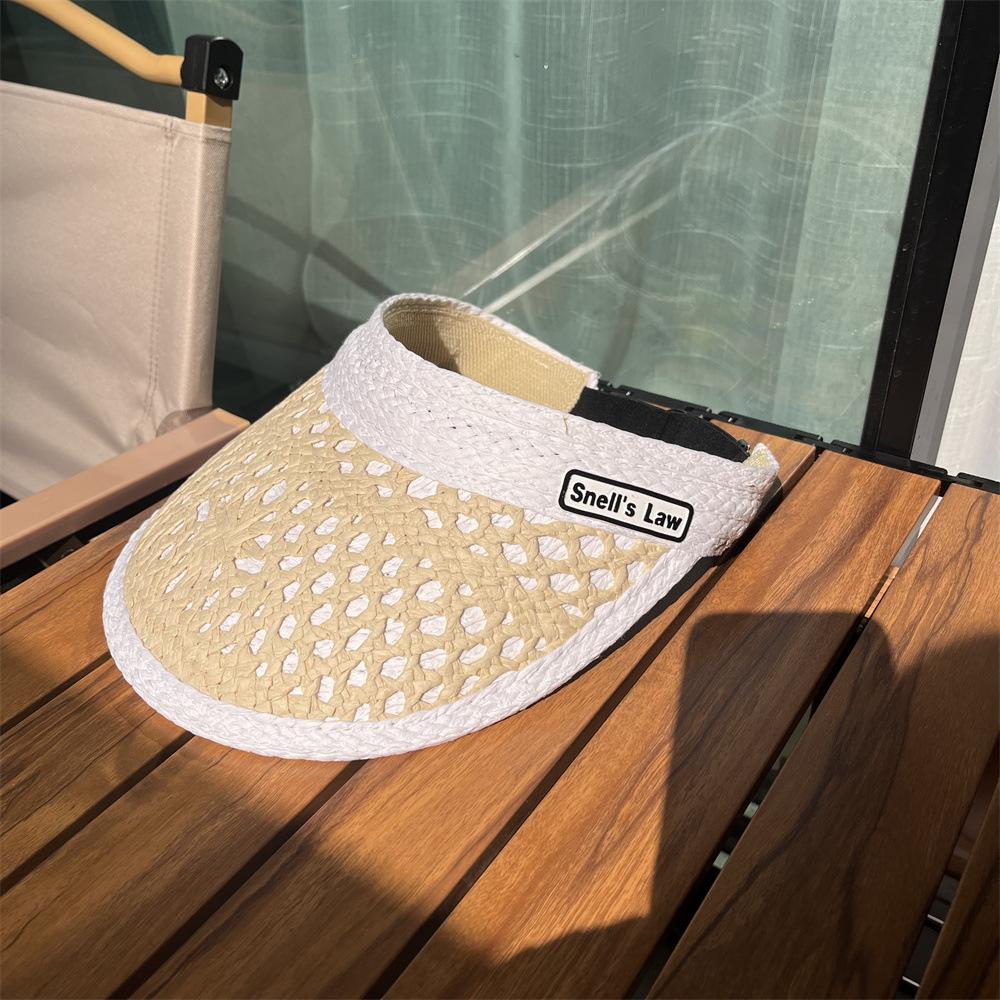 

Повседневная универсальная плетёная соломенная шляпа с открытым верхом, детская весенне-летняя дорожная шляпа от солнца, солнцезащитная шляпа без верха, соломенная шляпа, тренд Adult (55-60cm) белый