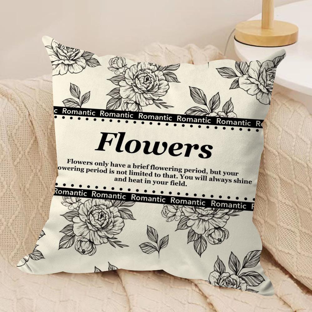 Beautiful Retro Flowers Cushion Cover Soft Plush Fabric DoubleSided Printed Sofa Cushion Cover for All Seasons Home Decor Gift