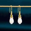 Natural Hetian Jade Orchid Earrings For Women Exquisite Chinese Style Creative Design Light Luxury Long Jewelry Accessories