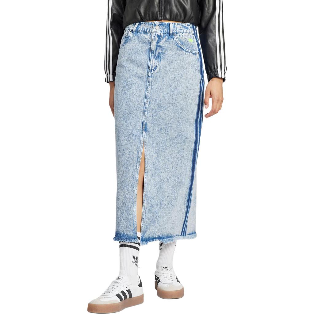 adidas X Ksenia Schneider Lockerer Vintage-Stil Denim Maxirock Damenröcke Hellblau IW5665