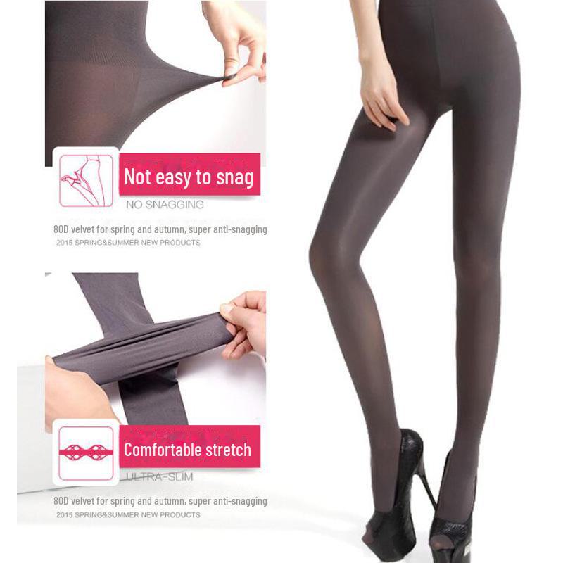 Damskie czarne, jedwabne, grube rajstopy Fenna 80D, odporne na zaciągnięcia - Jesień/Zima, aksamitne, modne rajstopy