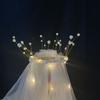 Pearl Hairpin White Veil Bridal LED Light Bride Veil Korean Bride Headwear Bride Crown Wedding Veil