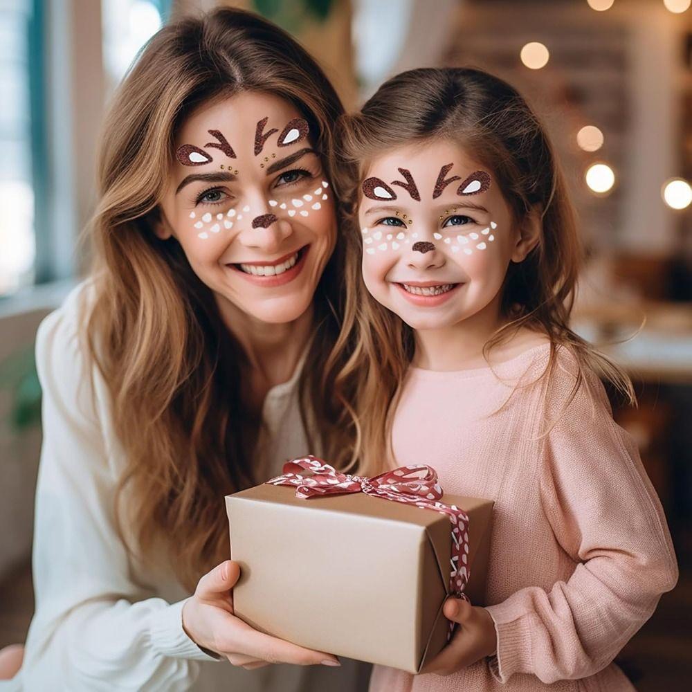 For Christmas Make Up Halloween Party Animal Face Sticker Glitter Sparkling Face Art Stickers