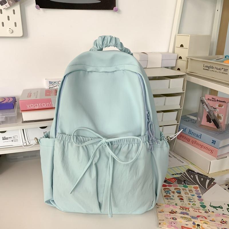Simple schoolbag treasure girl casual bow backpack versatile primary and secondary school students high value backpack