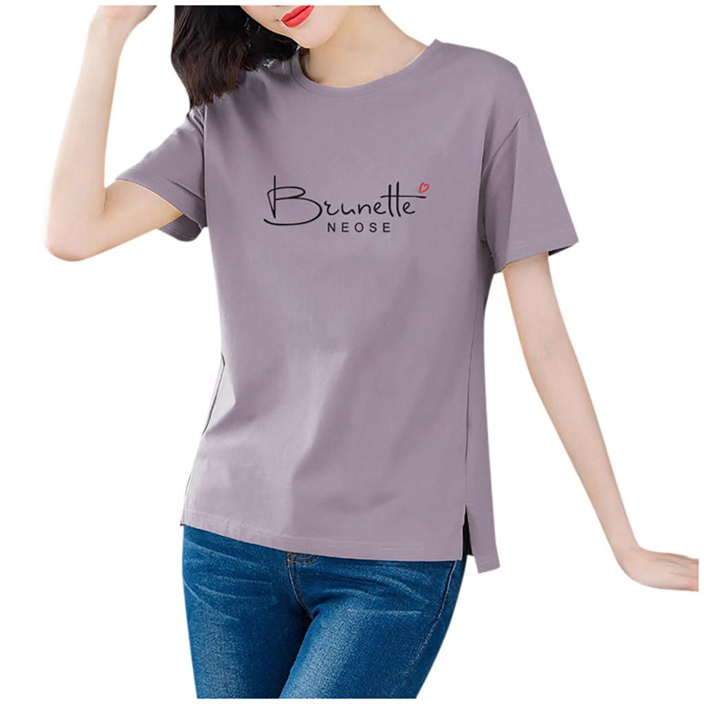 Fashion Women Short Sleeve Letter Printing  Blouse Ladies T-Shirt Tops