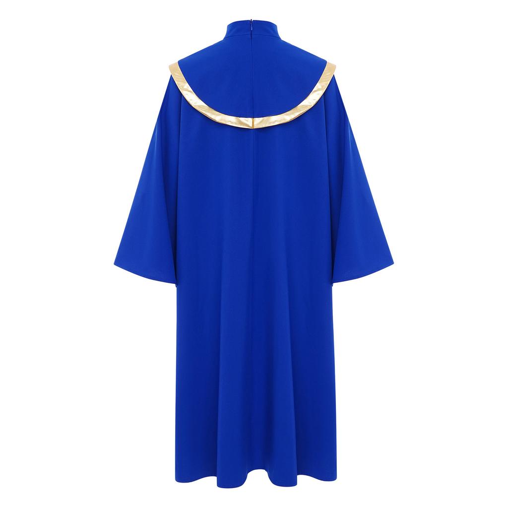 Kinderkoor Gewaad Eredienst Lof Dans Kostuum Mock Neck Lange Mouwen Verborgen Rits aan de Achterkant Metallic Kleurblok Patchwork Geplooide Gewaad