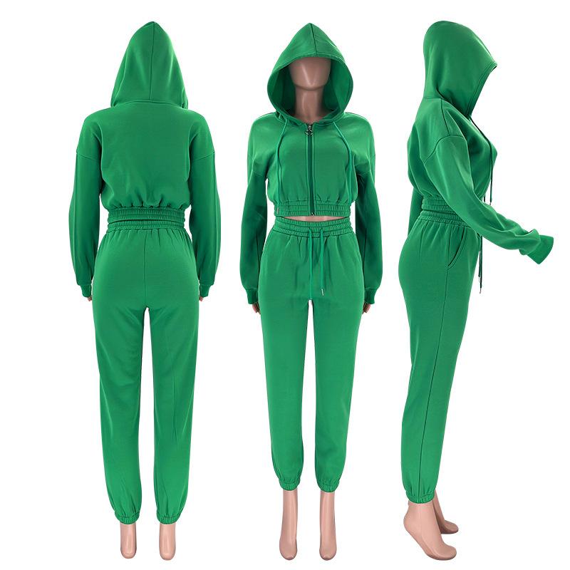 Two Pieces Tracksuits for Women Short Zipper up Hoodies Sweatshirts Coats and Drawstring Waist Sweatpants Casual Sport Clothing