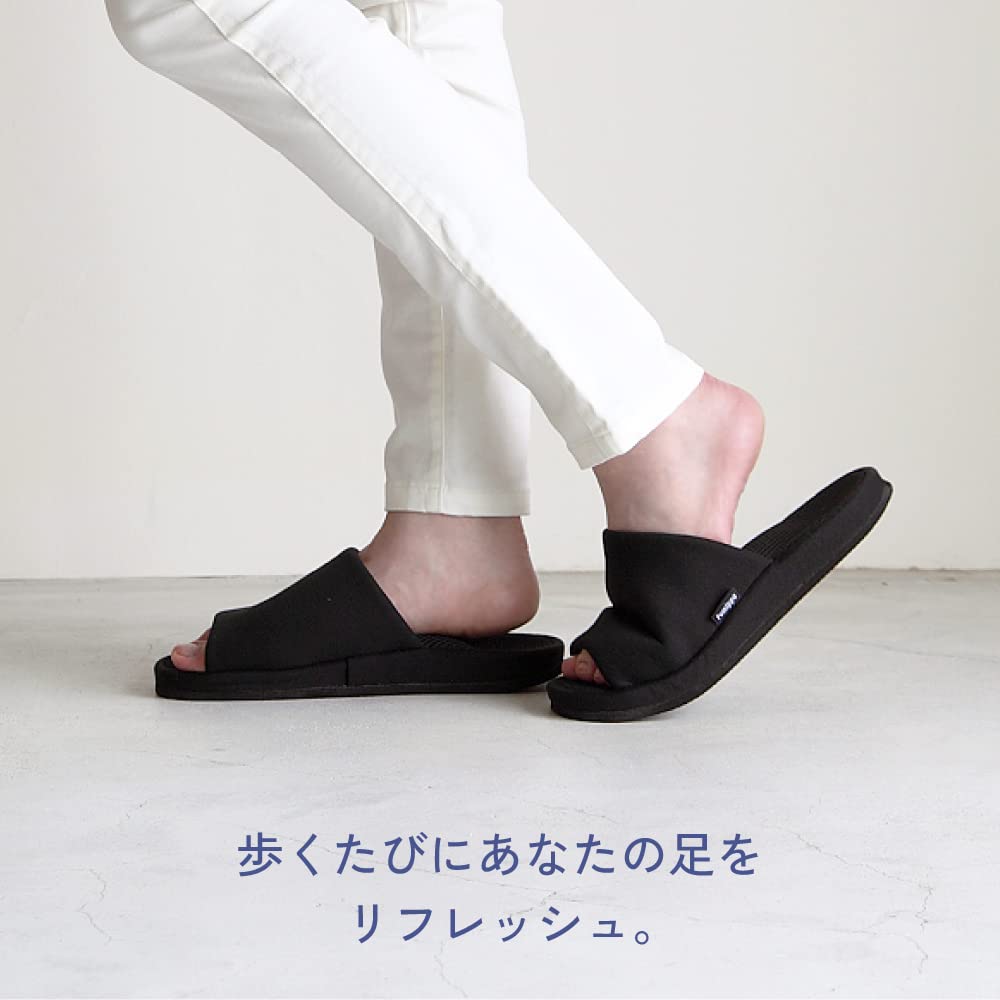 Alphax Health Foot Pressure Mega Pressurized Size Slippers, Point, Slippers, Black, L, 25.0-27.0cm