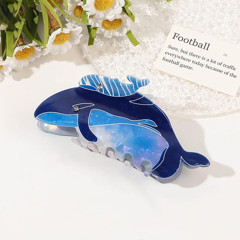 Creative Personality Blue Whale Hair Claw For Women Girls Cute Cartoon Ponytail Hairpins Hair Accessories Shark Clip Gifts