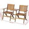 VidaXL Folding Garden Bench and Tea Table 140cm Solid Acacia Wood 42654