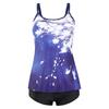 Women's Two Piece Tankini Swimsuit Set Floral Print Skirt Style Top with Built-in Padded Bra Wireless Support and Boyshort Bottom Swimwear