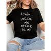 Ale Nechce Se Mi Graphic Print Plus Size Women's T-shirt, Short Sleeve Crew Neck Casual Top for Summer & Spring, Women's Clothing