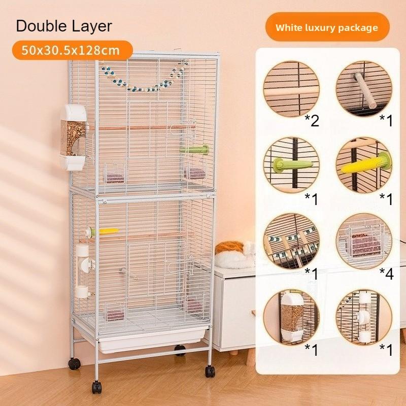 Luxury Bird Cage Large Parrot Birds Cages Accessories Drawer Wheels Birds Houses Lock Parrots Pigeon Feeder Birdcage Supplies