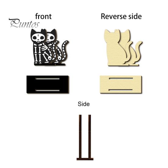 Halloween Kitchen Decor Wooden Napkin Holder, Skeleton Black Cat Gnome Tissue Storage Rack, Cute Counter Accessories Cartoon Tabletop Decorative