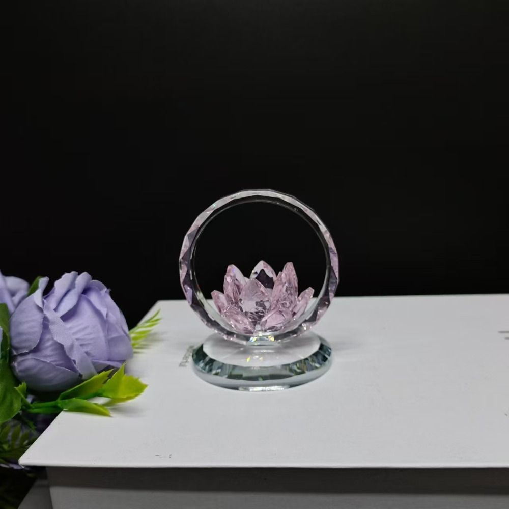 Reflection Effect Lotus Flower Figurine Stable Base Clear Lotus Flower Collectible  Home Decor