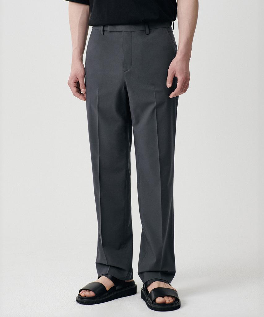 MUSINSA STANDARD [Cooltandard] Semi-Wide Hidden Elastic Waist Slacks [Gray]