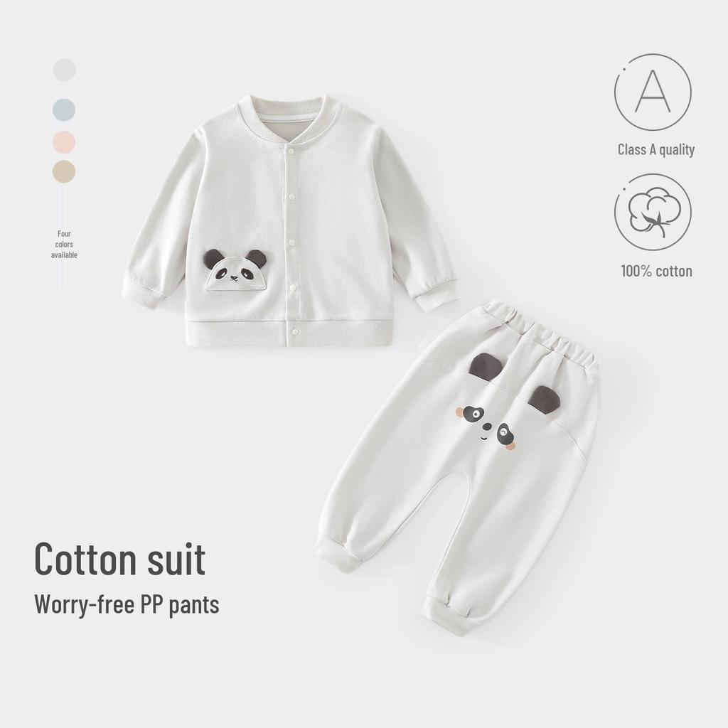 Autumn Baby Cartoon Top & Pants Two-Piece Set - Kids' Cardigan and PP Pants