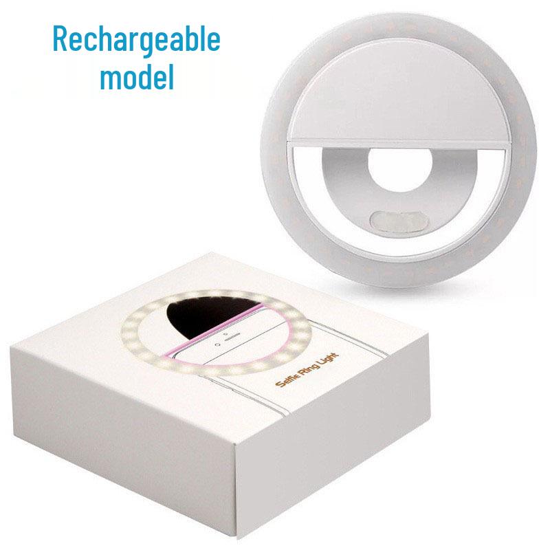 

Перезаряжаемая мобильная телефонная селфи-кольцевая лампа - Универсальный круглый заполняющий свет для красоты