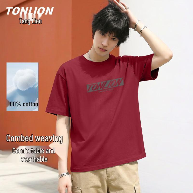Мужская хлопковая футболка с коротким рукавом TonLion, плотная L