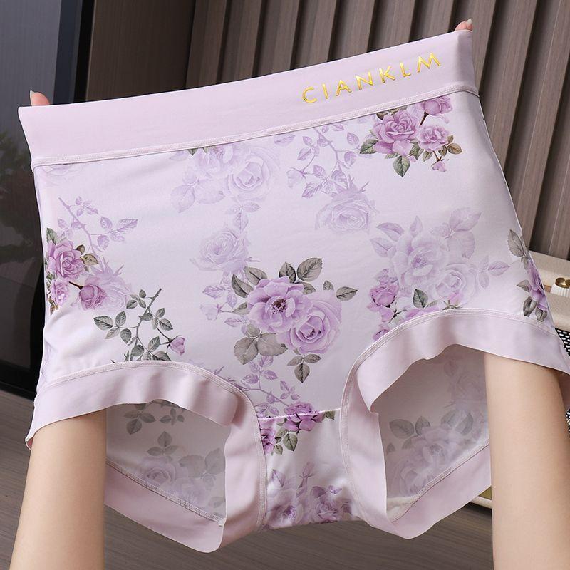 Women Flowers Panties Mesh Mid-Rise Briefs Breathable Skin Friendly Underpants Plus Size Stretch Underwear