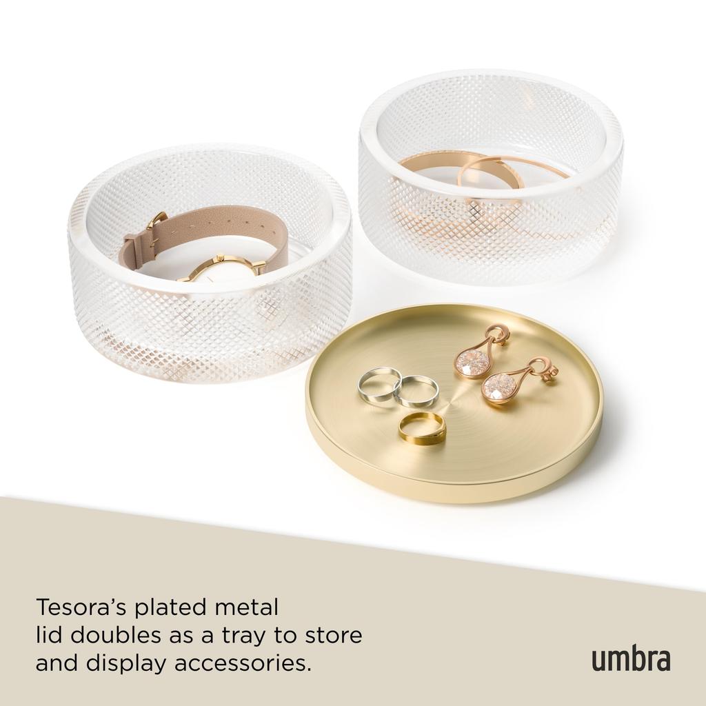 Umbra Tesora Jewelry Glass and Elegant Design Box, Gold, Round,