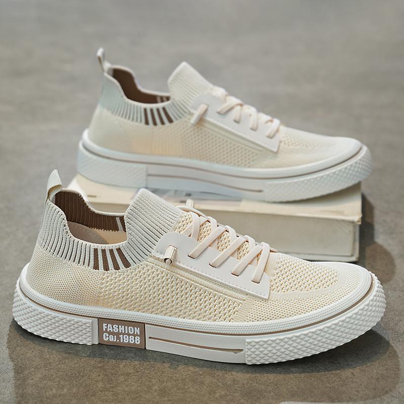 

2025 Men s Casual Sports Shoes Woven Thick Bottom Breathable Light Shoes Outdoor Hiking Sports Shoes Designer Casual Shoe 39 бежевий