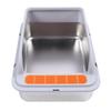 Cat Litter Box Stainless Steel Large Capacity Top Entry Anti Splashing Metal Litter Pan with Leakproof Mat for Pet