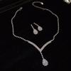 Elegant Rhinestone Inlaid Square Clavicle Necklace Set - Stylish, High-End Design for Women