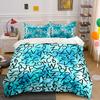 Alphabet Pattern Decorative Set Bedding Set with 1 Duvet Cover 2 Pillowcases Single Double King Queen, Gift