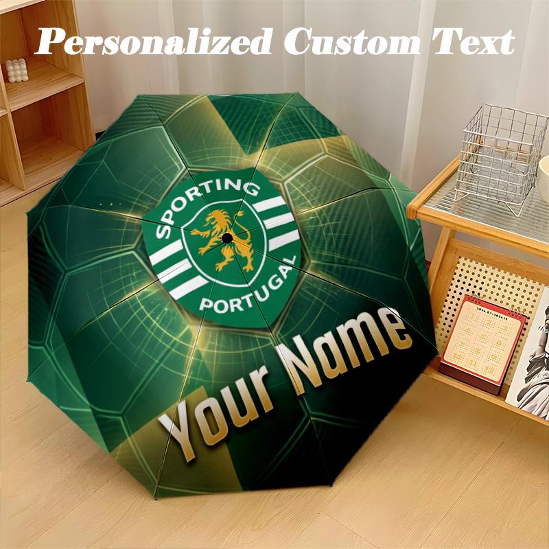 8 Rib Auto Folding Umbrella Sporting CP Print Custom Name Text Portable Rain Gear