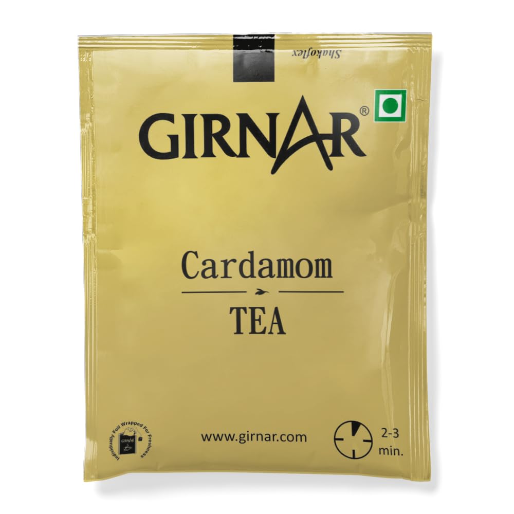 Girnar Elaichi Chai Cardamom Black Tea Foil Wrapped 25 Tea Bags Natural Beverage