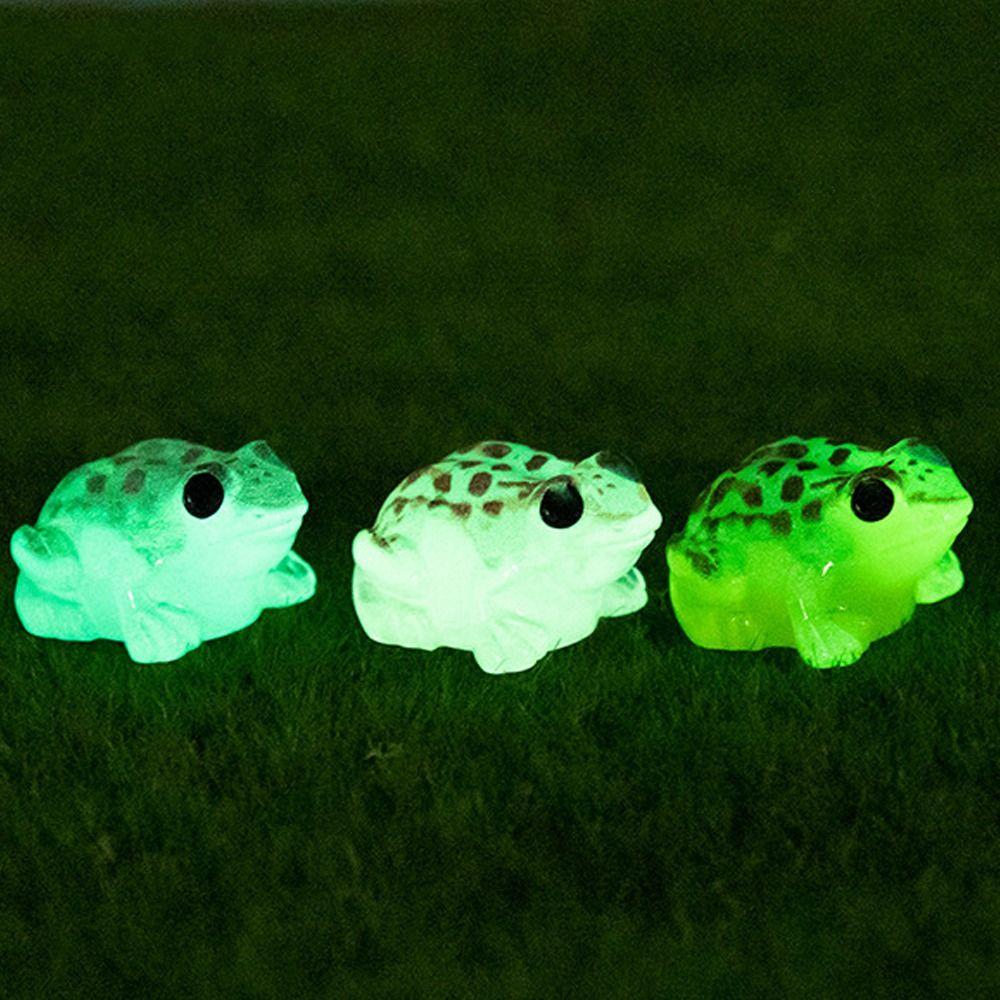 10pcs Glow In The Dark Luminous Frogs Figurines Miniatures  Micro Landscape Ornaments