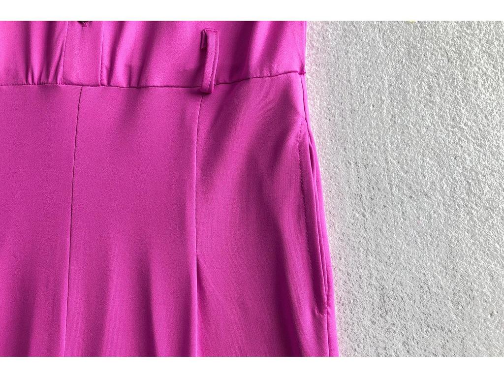 Women's Single-Breasted High Waist Belted Wide Leg Jumpsuit